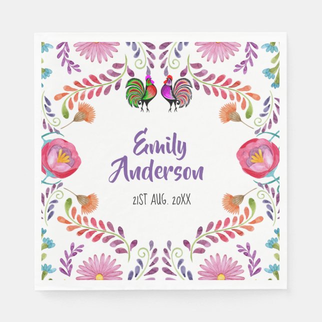 Servilleta De Papel Artículos de fiesta personalizados con arte popula (Anverso)