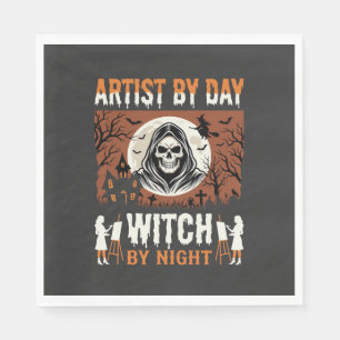 Servilleta De Papel Artista de Halloween de Día Bruja de Noche Diseño