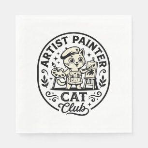 Servilleta De Papel Artista Pintor Gato Gato Divertido Gráfico - Artis
