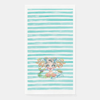 Servilleta De Papel Artsy Mermaid on Blue Stripes