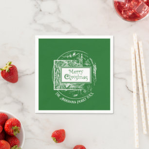 Servilleta De Papel Artsy Vintage Retro Feliz Navidad Personalizado
