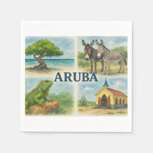 Servilleta De Papel Aruba acuarela multivista
