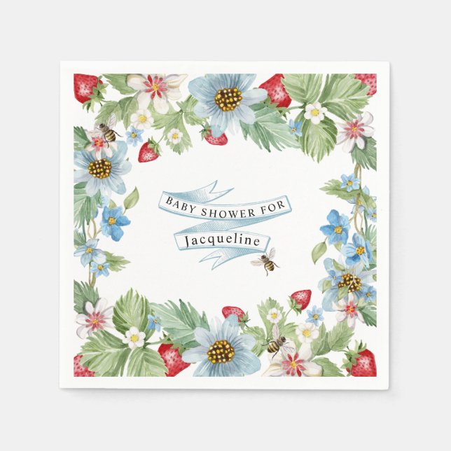 Servilleta De Papel Así que Berry Sweberry Strawberry Baby Boy se va a (Anverso)