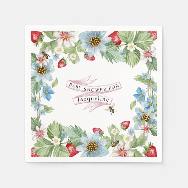 Servilleta De Papel Así que Berry Sweet Strawberry Baby Girl se va a l (Anverso)