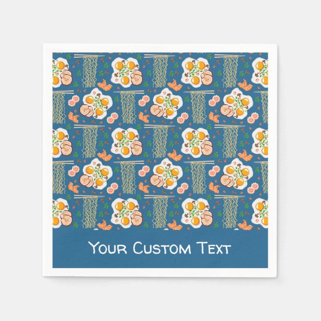 Servilleta De Papel Asian Food Illustration Paper Napkins with Ramen  (Anverso)