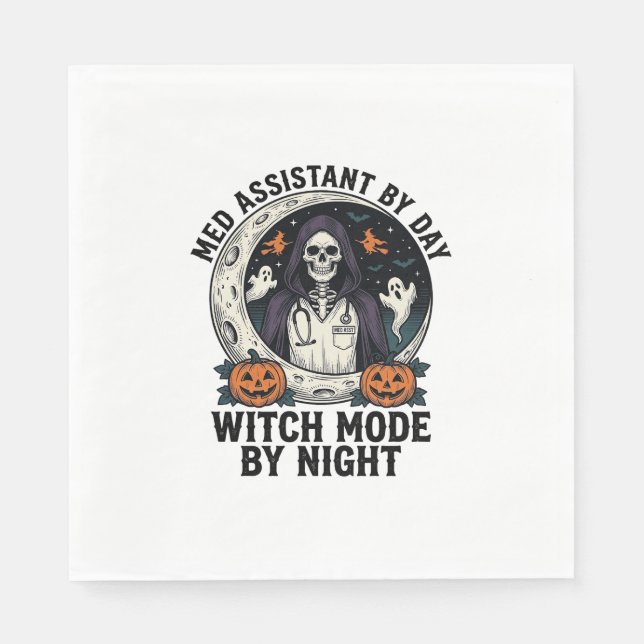 Servilleta De Papel Asistente Médico Bruja de Halloween Grabado Antigu (Anverso)