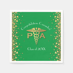 Servilleta De Papel Asistente Médico PA Graduación Verde Dorado