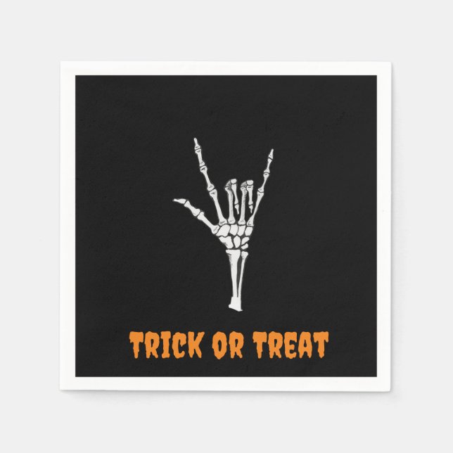 Servilleta De Papel ASL Skeleton ILY Hand - Trick o Trek! (Anverso)