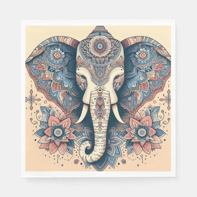 Servilleta De Papel Asombroso elefante de estilo indio (Anverso)