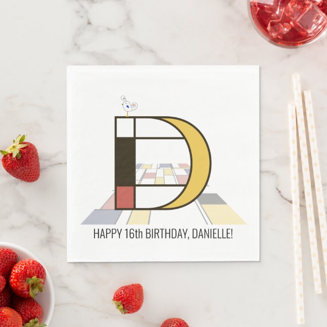 Servilleta De Papel Asombroso Monograma estilo Neoplasticismo. Letra D (In situ)