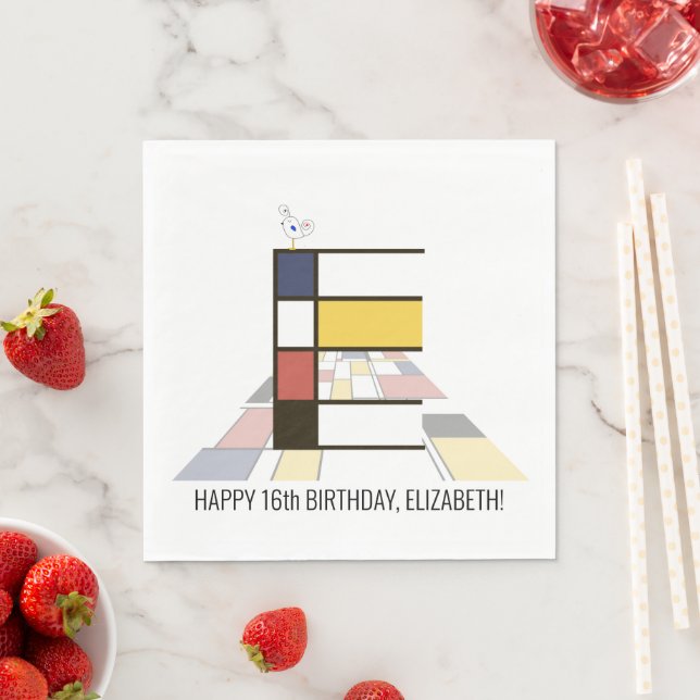 Servilleta De Papel Asombroso Monograma estilo Neoplasticismo. Letra E (In situ)