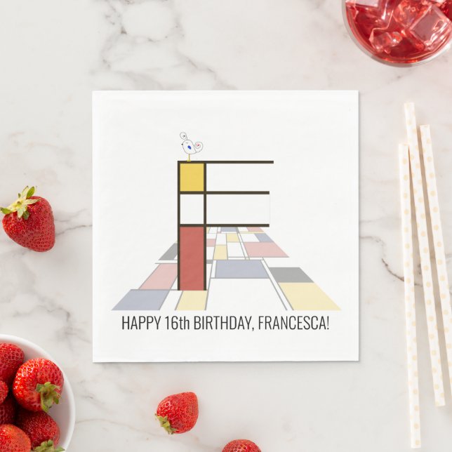 Servilleta De Papel Asombroso Monograma estilo Neoplasticismo. Letra F (In situ)