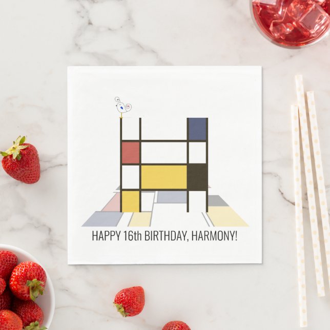 Servilleta De Papel Asombroso Monograma estilo Neoplasticismo. Letra H (In situ)