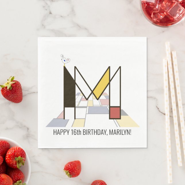 Servilleta De Papel Asombroso Monograma estilo Neoplasticismo. Letra M (In situ)