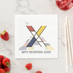 Servilleta De Papel Asombroso Monograma estilo Neoplasticismo. Letra X