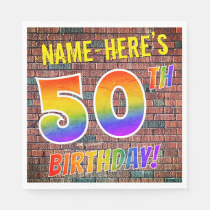 Servilleta De Papel Aspecto de Arcoíris con Grafitis ¡50 CUMPLEAÑOS! +