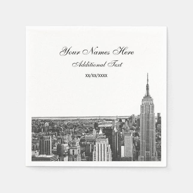 Servilleta De Papel Aspecto Etched NYC Skyline Silhouette, ESB (Anverso)