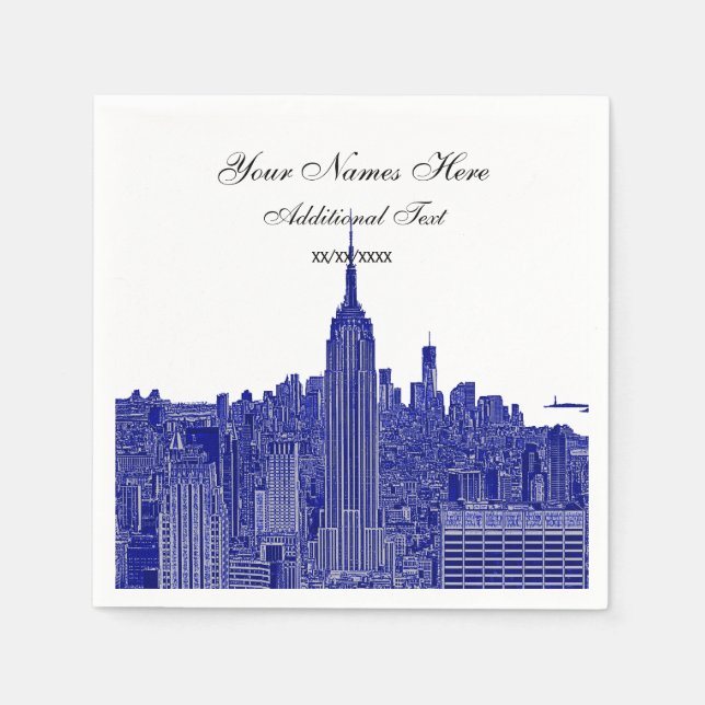 Servilleta De Papel Aspecto Etched NYC Skyline Silhouette, ESB (Anverso)