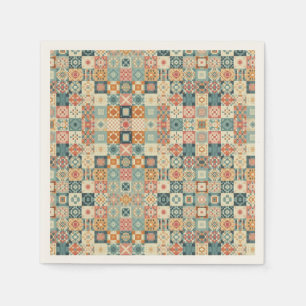 Servilleta De Papel Aspecto vintage y tejido de mosaico
