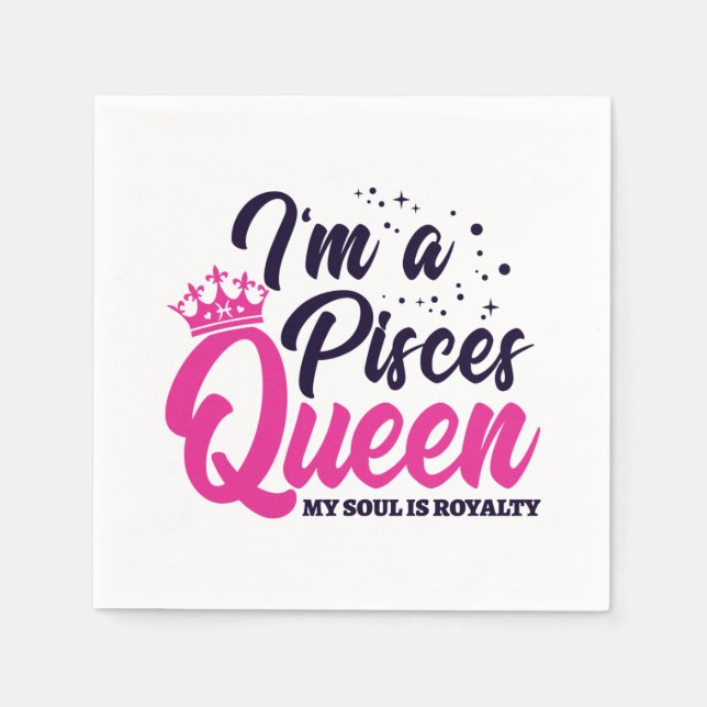 Servilleta De Papel Astrología Zodiac - Febrero Marzo Pisces Cumpleaño (Anverso)