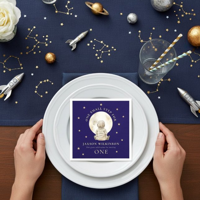 Servilleta De Papel Astronaut Baby Un Pequeño Paso primer cumpleaños (Subido por el creador)