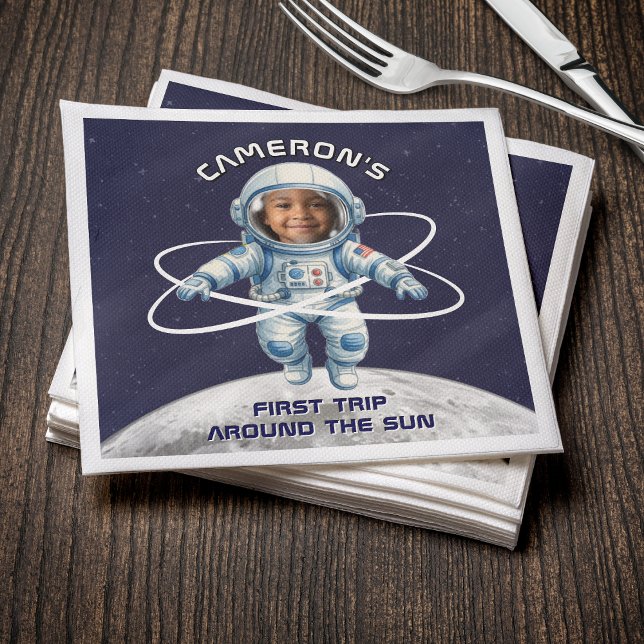 Servilleta De Papel Astronaut Birthday Party 1st Trip Around the Sun (Subido por el creador)