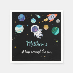 Servilleta De Papel Astronauta azul en el espacio ultraterrestre Cumpl