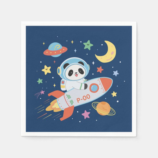 Servilleta De Papel astronauta azul y naranja Panda (Anverso)
