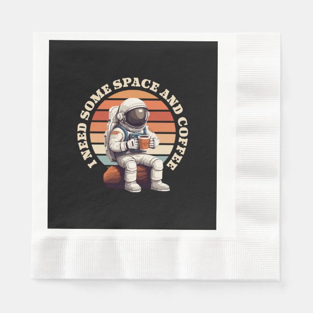 Servilleta De Papel Astronauta bebiendo café (Anverso)