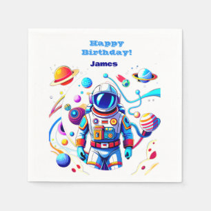 Servilleta De Papel Astronauta colorida y Univers en colores audaces