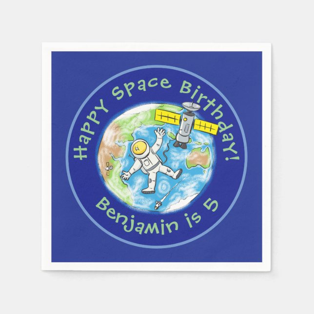 Servilleta De Papel Astronauta divertida con personalizado satelital s (Anverso)