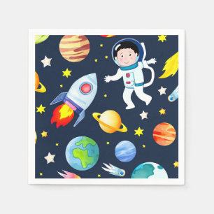 Servilleta De Papel Astronauta en el patrón de planetas y cohetes espa