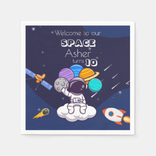 Servilleta De Papel Astronauta Espacial Azul Lindo Personaliza Cumplea