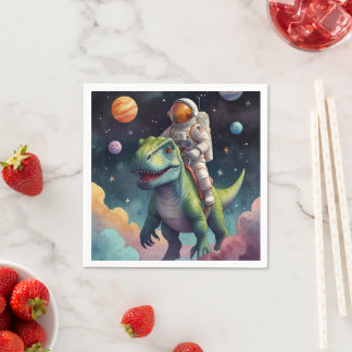 Servilleta De Papel Astronauta sobre Dino en el espacio