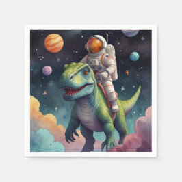 Servilleta De Papel Astronauta sobre Dino en el espacio