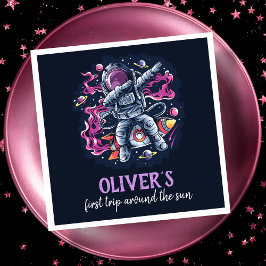 Servilleta De Papel Astronauta sobre un cohete espacial con estrellas