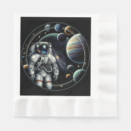 Servilleta De Papel Astronauta y planetas de época