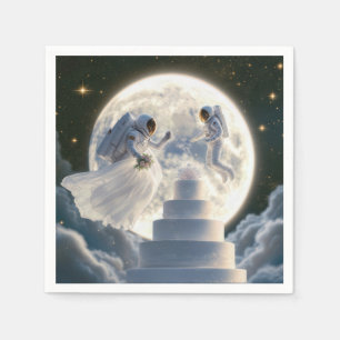 Servilleta De Papel Astronautas Recién Casados Bajo la Luz de la Luna