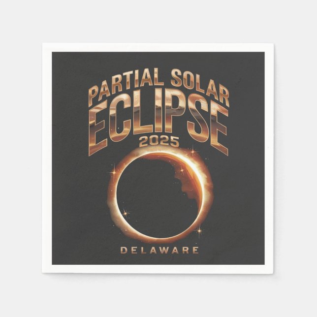 Servilleta De Papel Astronomía de 2025 con eclipse solar parcial (Anverso)