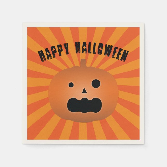 Servilleta De Papel Asustado Jack O Lantern Pumpkin Halloween Party (Anverso)