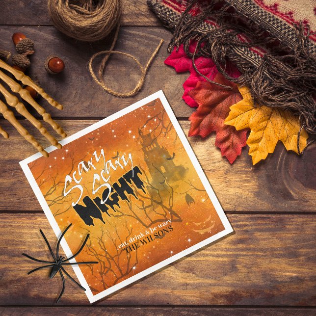 Servilleta De Papel Asustado Naranja de Halloween de la noche del mied (Subido por el creador)