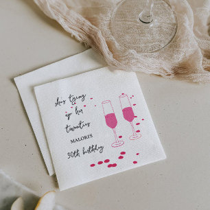 Servilleta De Papel Atando sus Veintes Rosado Cumpleaños 30 Champán