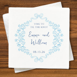 Servilleta De Papel "Atar el nudo" Bow & Floral Design Custom Wedding