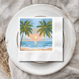 Servilleta De Papel Atardecer de palmera | Boda en playa tropical