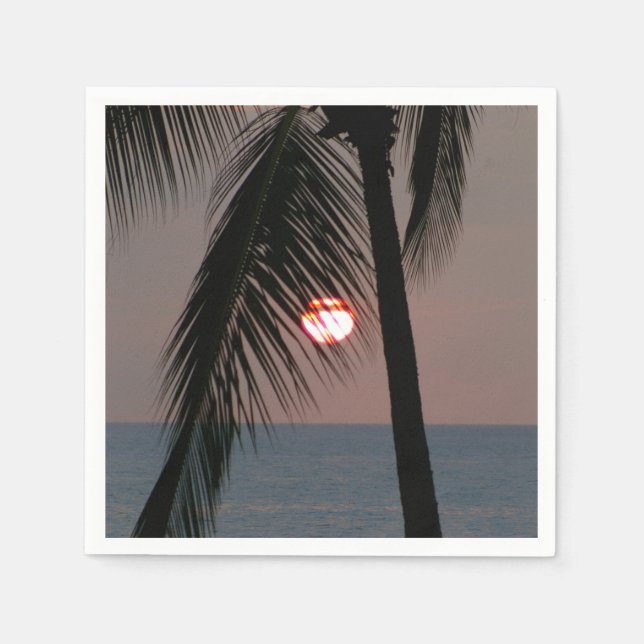 Servilleta De Papel Atardecer de palmeras tropicales (Anverso)