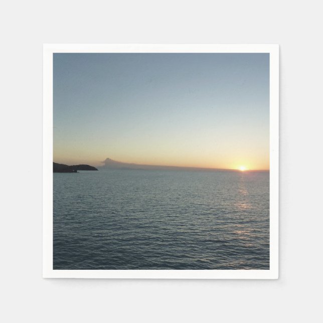 Servilleta De Papel Atardecer en el paisaje marino de la isla Antigua  (Anverso)