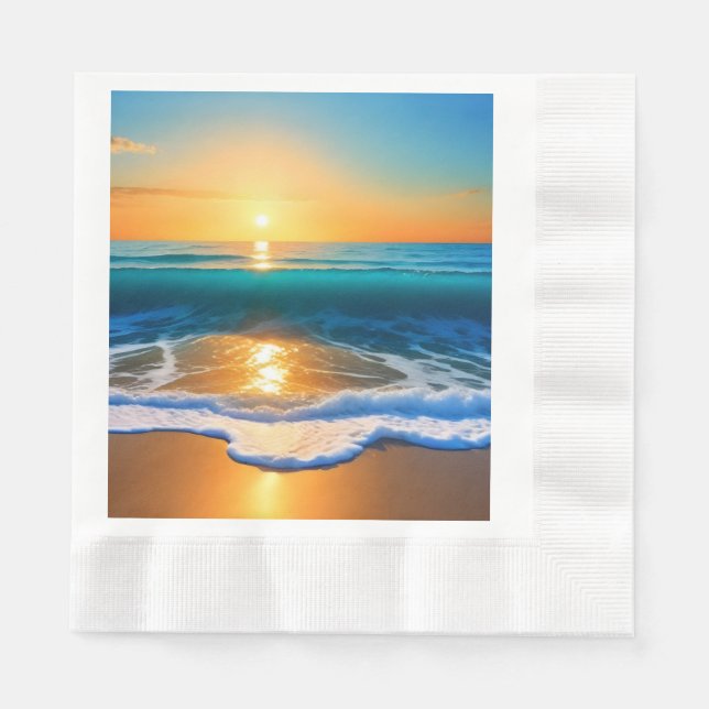 Servilleta De Papel Atardecer en la Costa (Anverso)