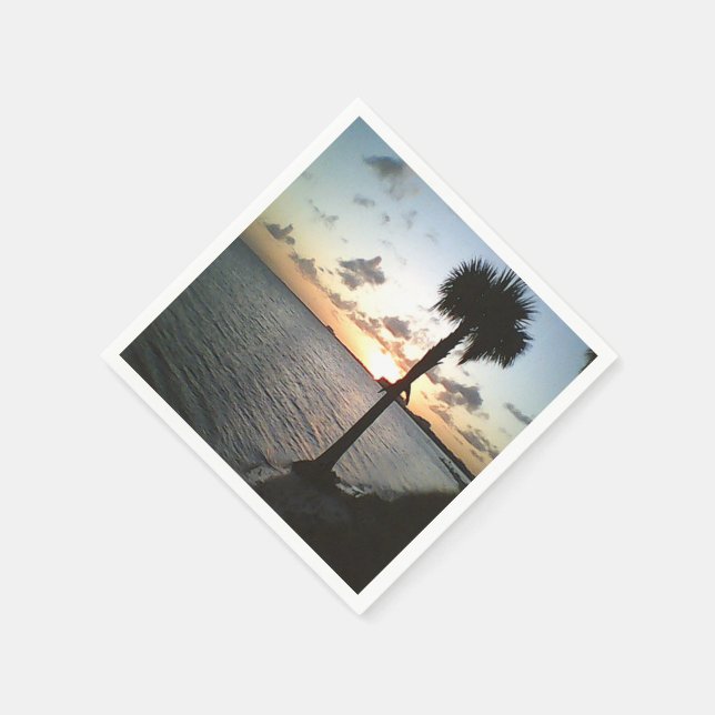 Servilleta De Papel Atardecer En La Playa (Borde)