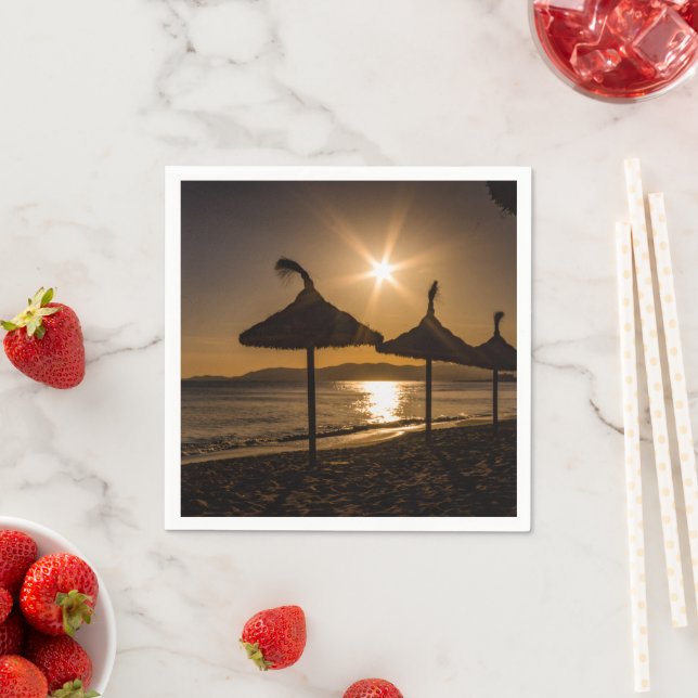 Servilleta De Papel Atardecer en la playa, Mallorca, España (In situ)