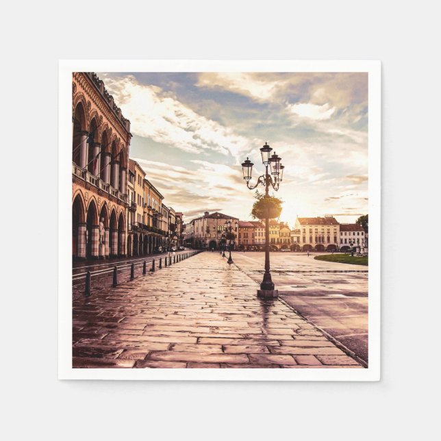 Servilleta De Papel Atardecer en la plaza de Padova en Italia (Anverso)